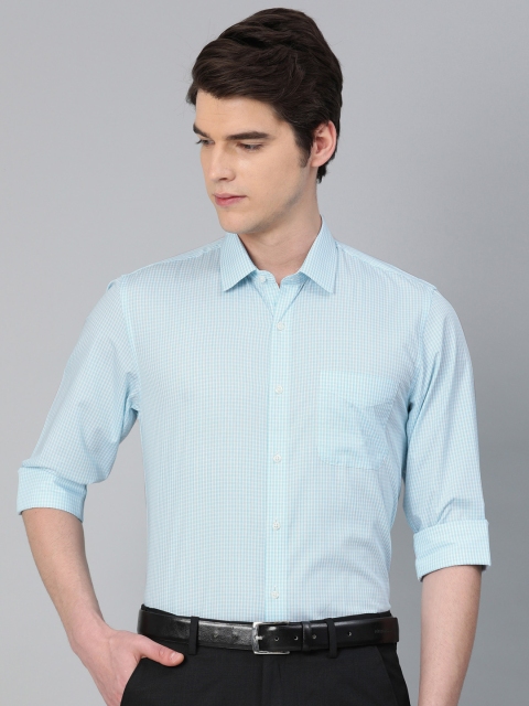 

Peter England Men White & Blue Slim Fit Checked Formal Shirt