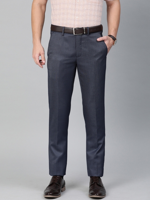 

Peter England Men Blue Neo Slim Fit Self Design Formal Trousers