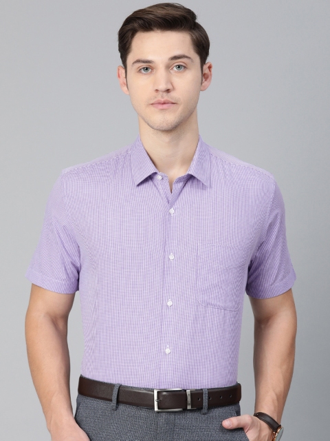 

Peter England Men Purple & White Slim Fit Self Checked Formal Shirt