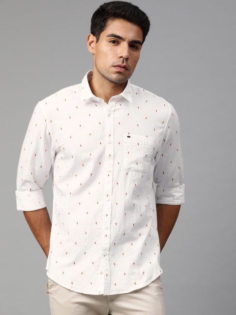 

Peter England Men White & Red Slim Fit Printed Casual Shirt