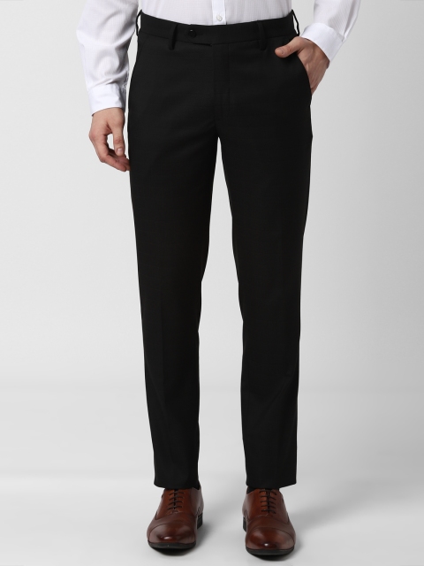 

Peter England Men Black Slim Fit Solid Formal Trousers