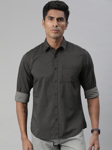 

Peter England Men Black & Charcoal Grey Slim Fit Printed Casual Shirt