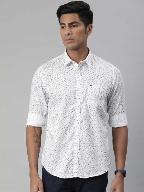 

Peter England Men White & Blue Slim Fit Printed Casual Shirt