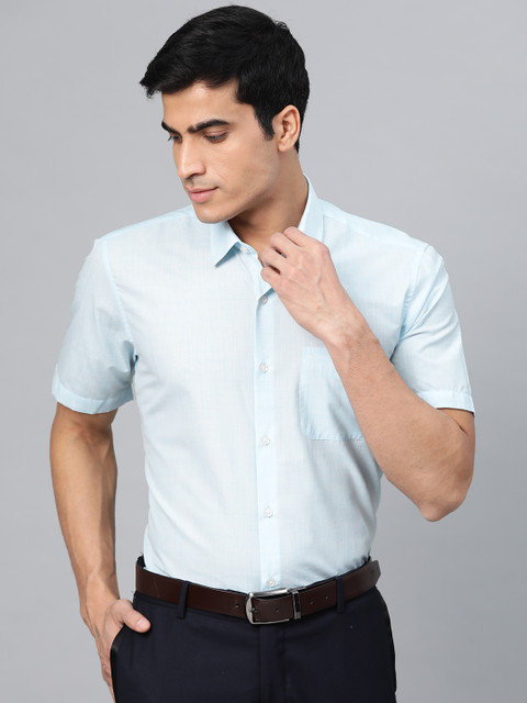 

Peter England Men Blue Nuvo Regular Fit Self Design Formal Shirt