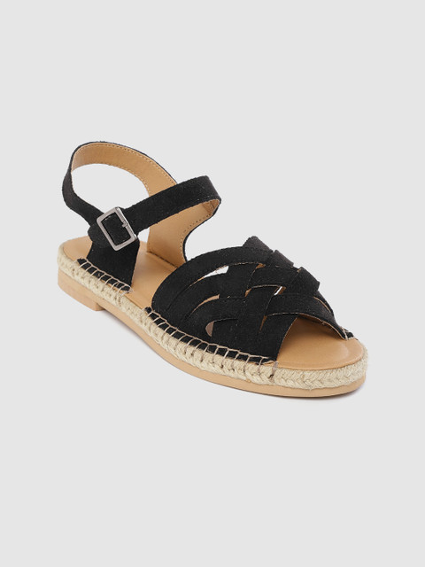 

Lavie Women Black Solid Open Toe Espadrilles Flats