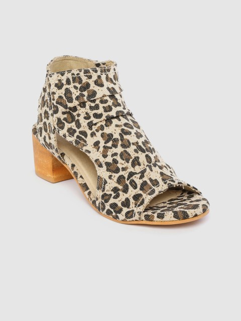 

Lavie Women Beige & Black Leopard Print Mid-Top Heels