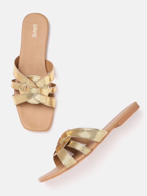 

Lavie Women Gold-Toned Solid Open Toe Flats
