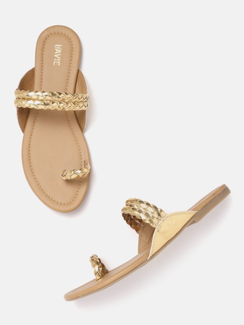 

Lavie Women Gold-Toned Braided One Toe Flats
