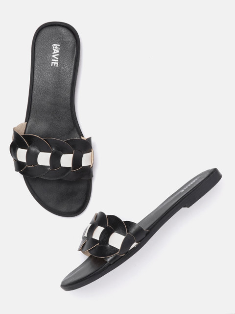 

Lavie Women Black & White Colourblocked Open Toe Flats