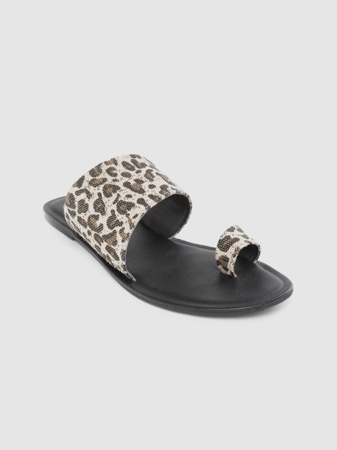 

Lavie Women Beige & Brown Leopard Print One Toe Flats