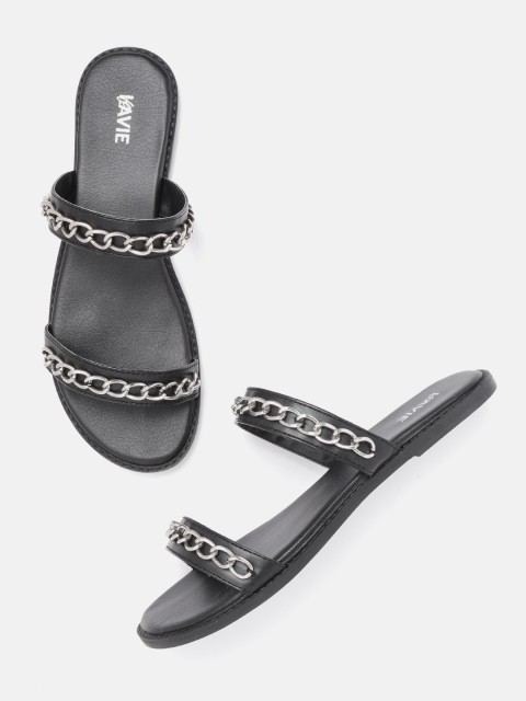 

Lavie Women Black Embellished Open Toe Flats