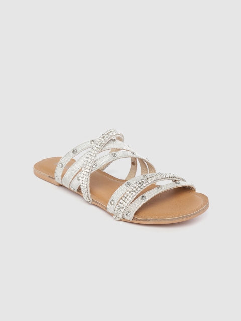 

Lavie Women Light Grey Embellished Open Toe Flats