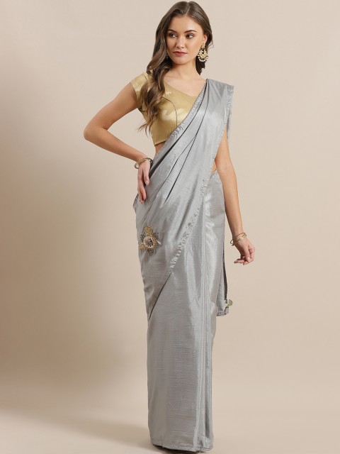 

Mitera Grey & Golden Embellished Saree