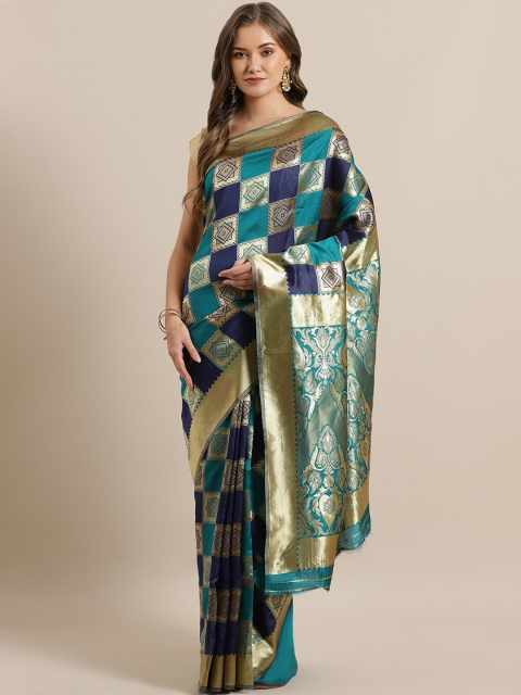 

Mitera Green & Golden Zari Woven Design Saree