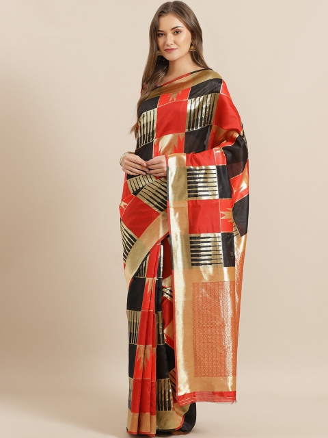 

Mitera Red & Golden Zari Woven Design Saree