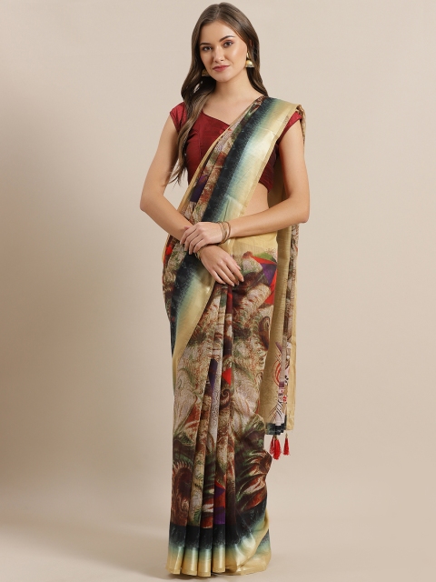 

Mitera Beige & Brown Printed Saree
