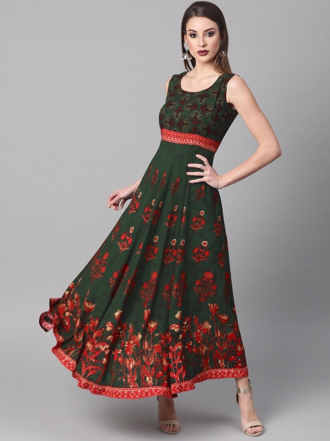 

GERUA Women Green & Red Printed Maxi Dress