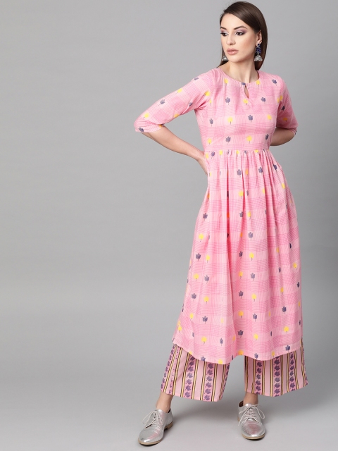 

GERUA Women Pink Printed Kurta with Palazzos