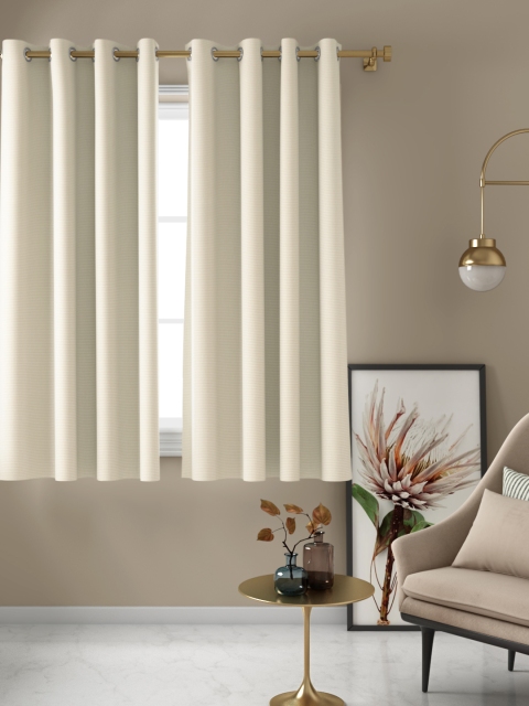 

Aura Light Beige Single Jacquard Striped Window Curtain