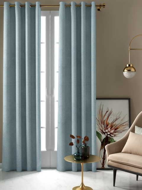

Aura Blue Single Jacquard Striped Long Door Curtain