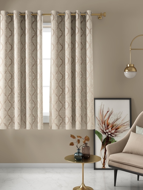 

Aura Beige Single Geometric Window Curtain