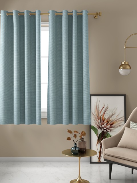 

Aura Blue Single Jacquard Striped Window Curtain
