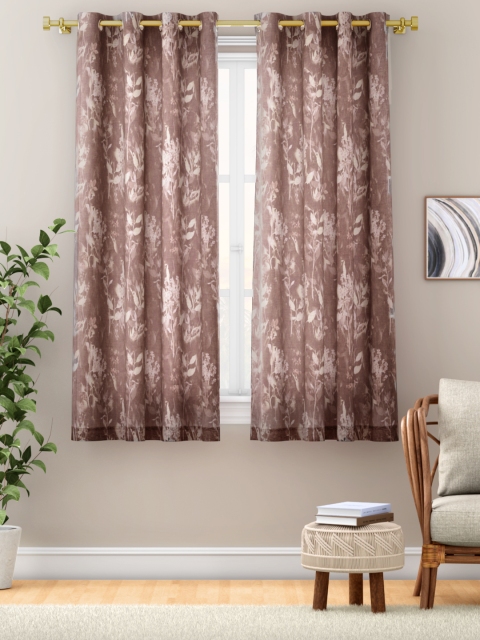 

Aura Mauve & Beige Single Floral Print Window Curtain