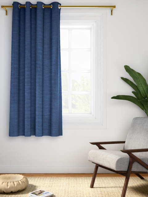 

Aura Navy Blue Self Design Single Window Curtain