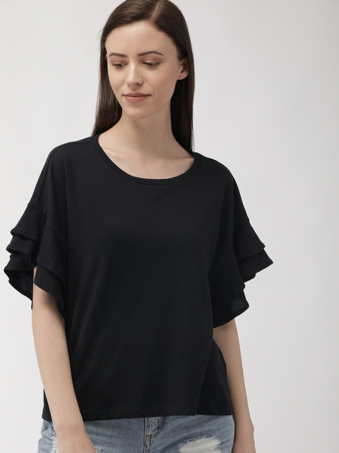

FOREVER 21 Women Black Solid Top