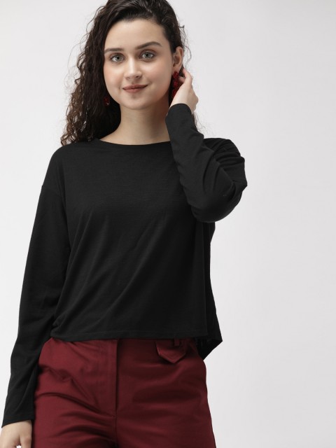 

FOREVER 21 Women Black Solid Styled Back Top