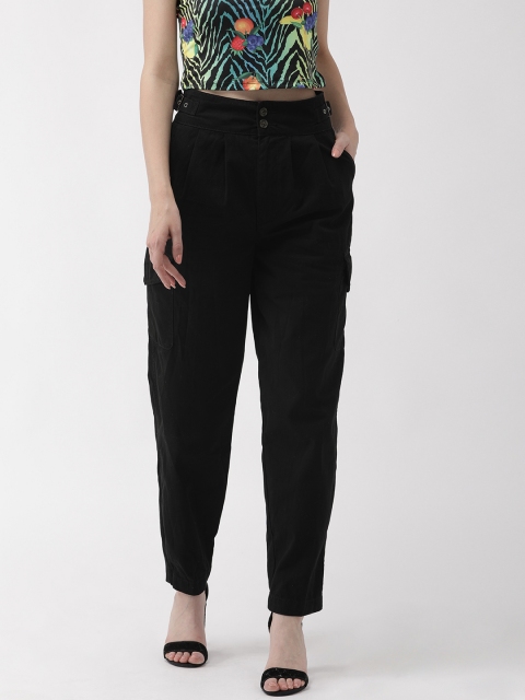 

FOREVER 21 Women Black Regular Fit Solid Regular Trousers