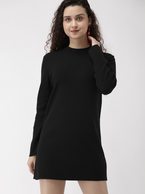 

FOREVER 21 Women Black Solid Sweater Dress