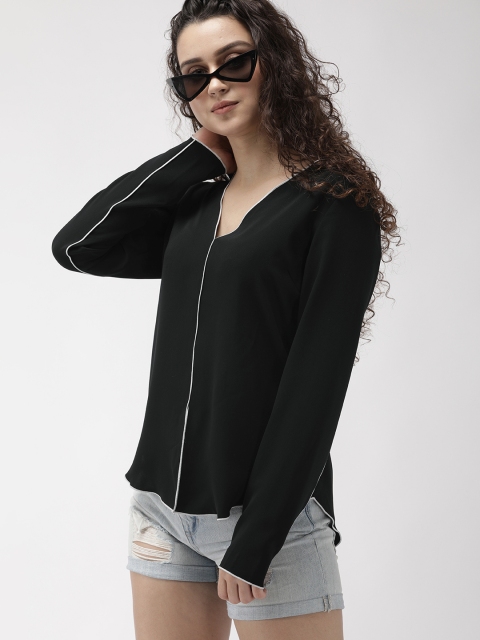 

FOREVER 21 Women Black Solid Top
