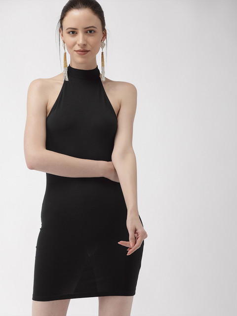 

FOREVER 21 Women Black Solid Bodycon Dress