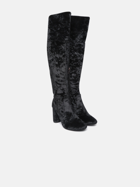 

Carlton London Women Black Velvet Heeled Boots