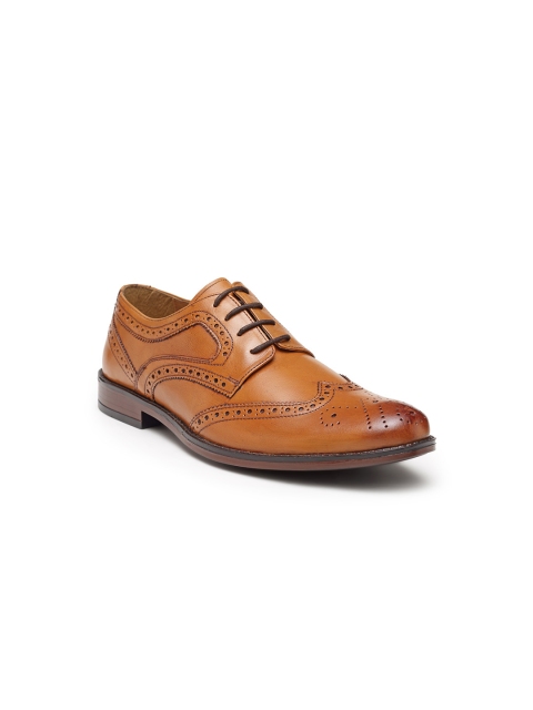 

NOBLE CURVE Men Tan Brown Textured Formal Leather Brogues