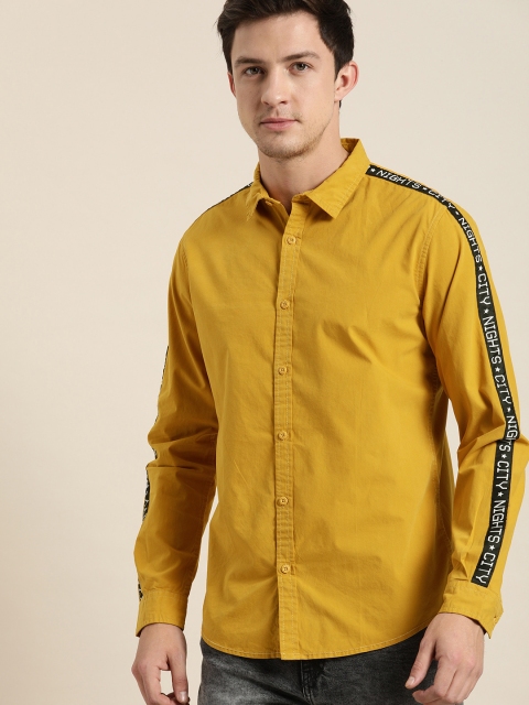 

Moda Rapido Men Mustard Yellow Slim Fit Solid Casual Shirt With Side Tape Detailing