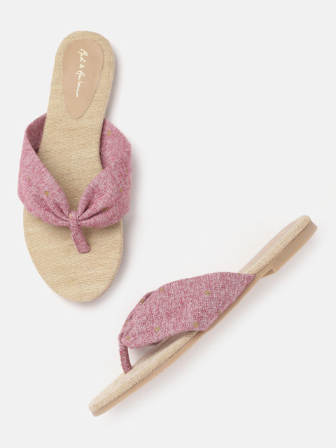 

Mast & Harbour Women Pink & White Woven Design Open Toe Flats