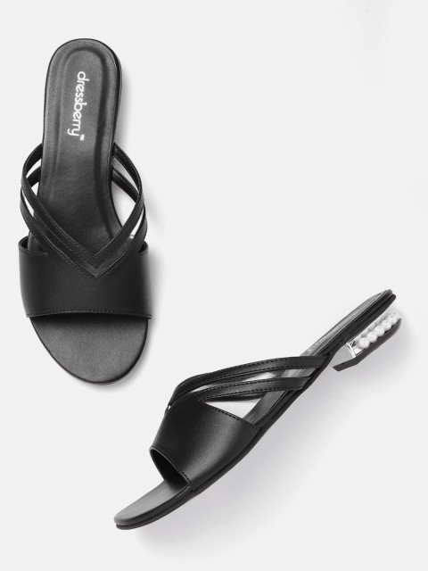 

DressBerry Women Black Solid Open Toe Flats