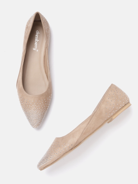 

DressBerry Women Beige Embellished Ballerinas