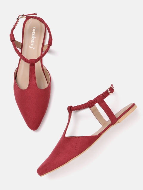 

DressBerry Women Maroon Solid Flats