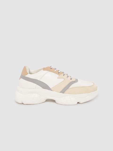 

Roadster Women White & Beige Colourblocked Sneakers