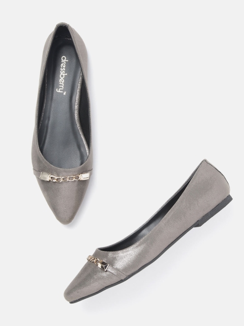 

DressBerry Women Charcoal Grey Solid Ballerinas