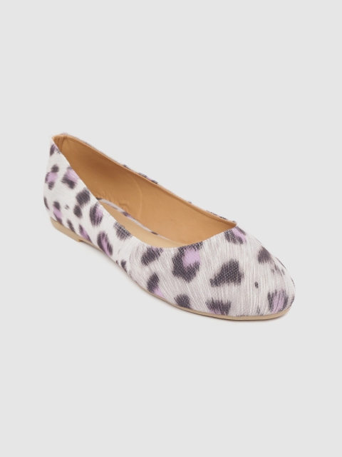 

DressBerry Women Grey & Purple Leopard Printed Ballerinas