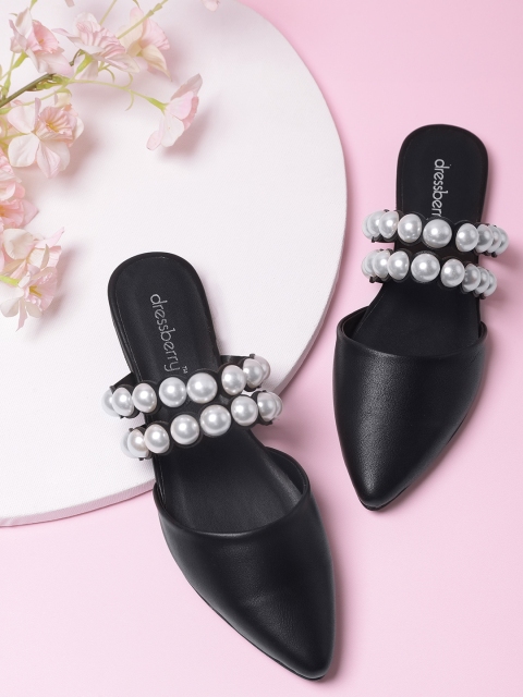 

DressBerry Women Black & White Beaded Flats