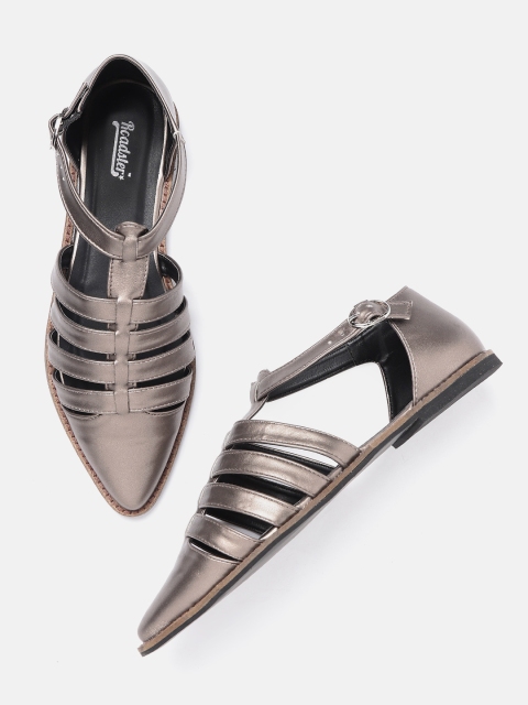 

Roadster Women Gunmetal-Toned Solid Flats, Metallic