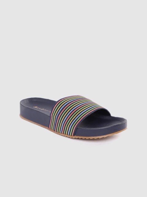 

Mast & Harbour Women Multicoloured Striped Open Toe Flats, Multi