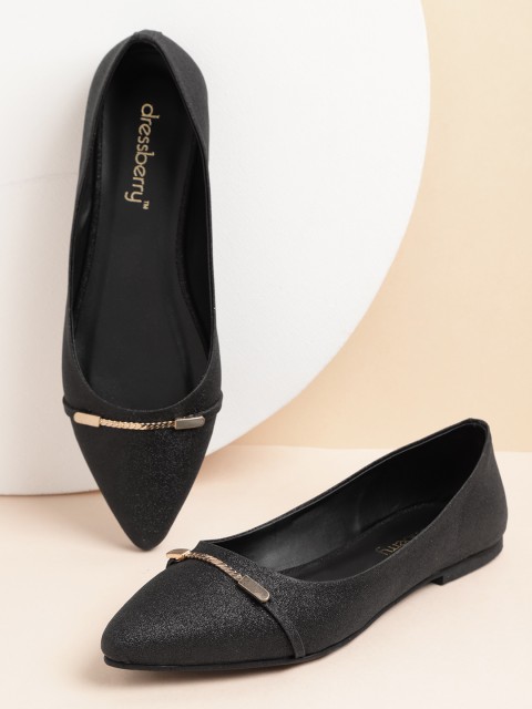 

DressBerry Women Black Shimmer Ballerinas