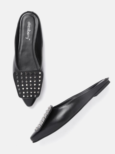 

DressBerry Women Black Embellished Mules