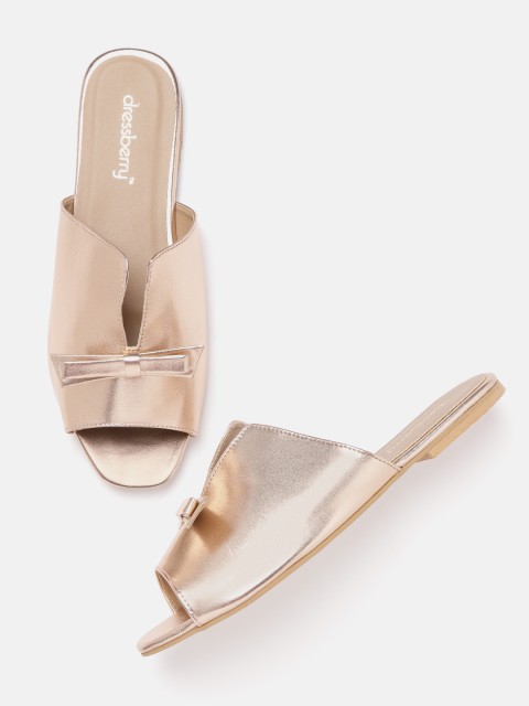 

DressBerry Women Rose Gold-Toned Solid Mules